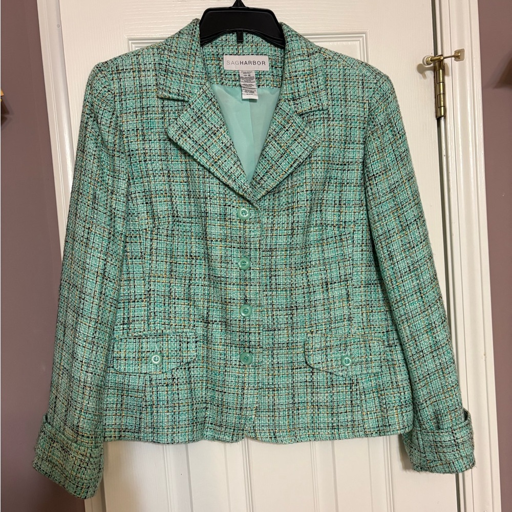 Sag Harbor Teal Tweed Blazer